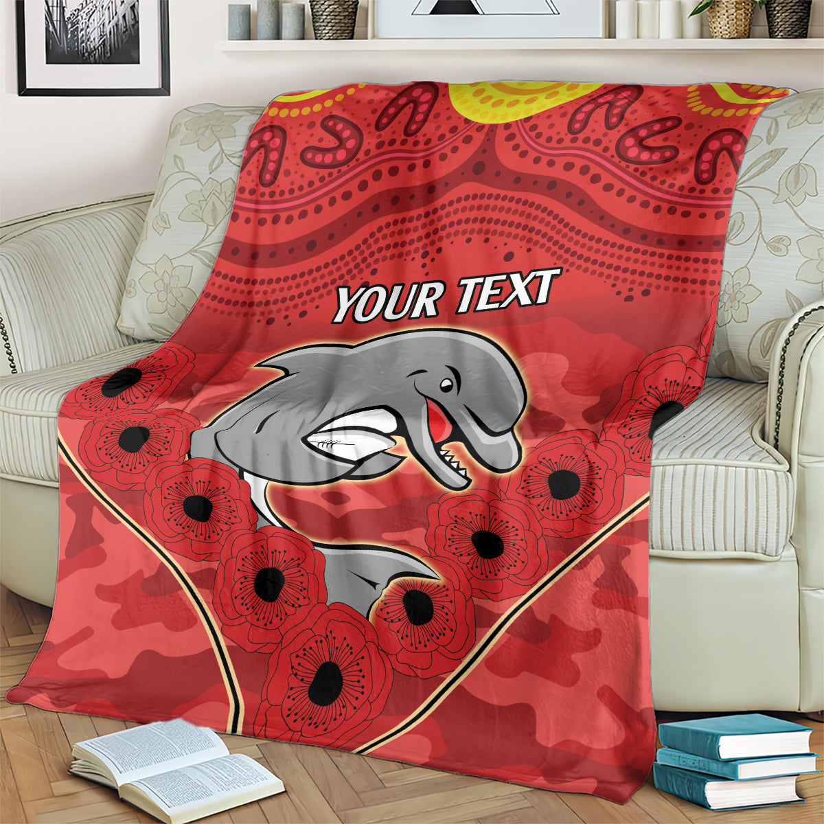 Custom Dolphins Rugby ANZAC Blanket Aboriginal and Army Patterns