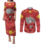 Custom Dolphins Rugby ANZAC Couples Matching Puletasi and Long Sleeve Button Shirt Aboriginal and Army Patterns
