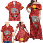 Custom Dolphins Rugby ANZAC Family Matching Off Shoulder Maxi Dress and Hawaiian Shirt Aboriginal and Army Patterns