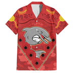 Custom Dolphins Rugby ANZAC Family Matching Off Shoulder Maxi Dress and Hawaiian Shirt Aboriginal and Army Patterns