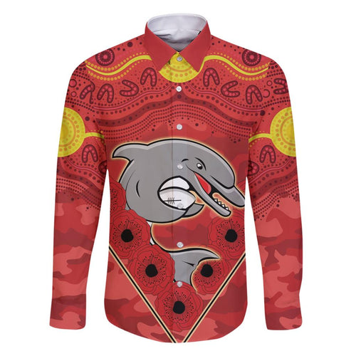 Custom Dolphins Rugby ANZAC Family Matching Short Sleeve Bodycon Dress and Hawaiian Shirt Aboriginal and Army Patterns