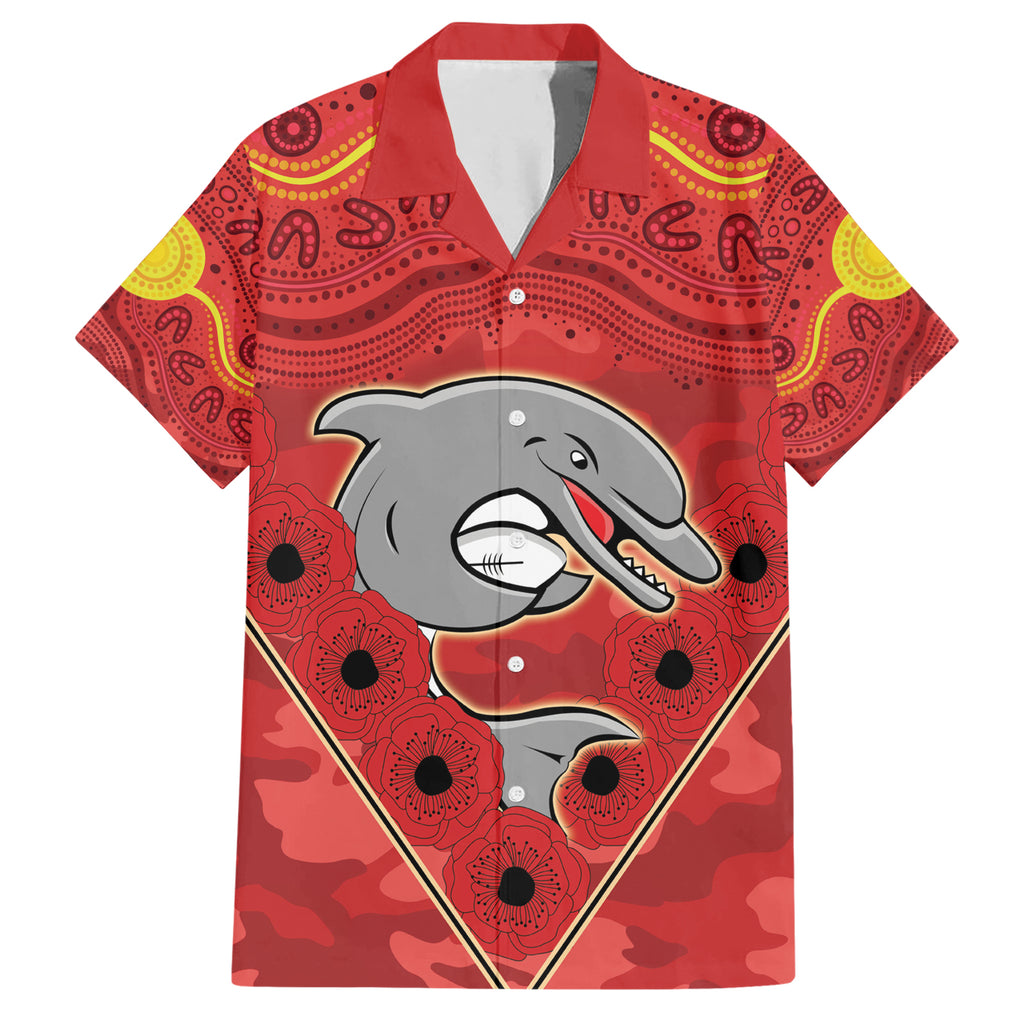Custom Dolphins Rugby ANZAC Hawaiian Shirt Aboriginal and Army Patterns