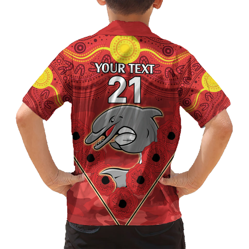 Custom Dolphins Rugby ANZAC Hawaiian Shirt Aboriginal and Army Patterns