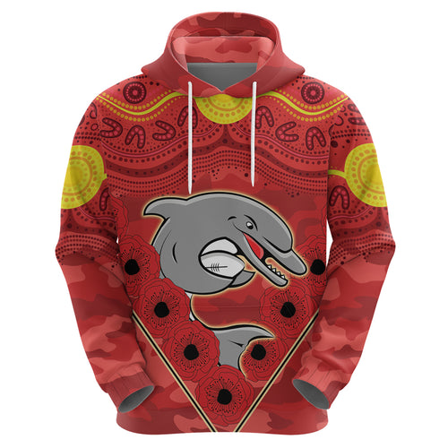 Custom Dolphins Rugby ANZAC Hoodie Aboriginal and Army Patterns