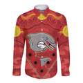 Custom Dolphins Rugby ANZAC Long Sleeve Button Shirt Aboriginal and Army Patterns