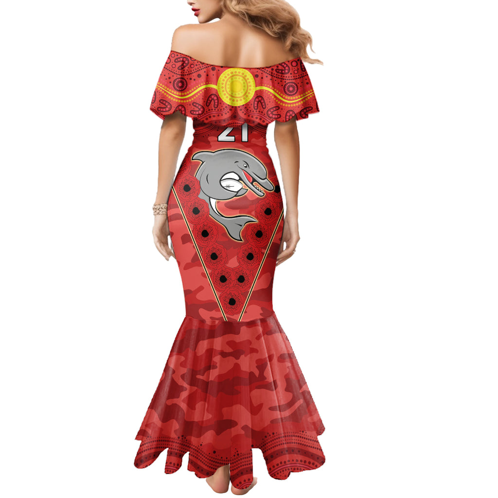 Custom Dolphins Rugby ANZAC Mermaid Dress Aboriginal and Army Patterns