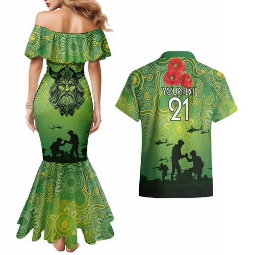 Custom Raiders Rugby ANZAC Couples Matching Mermaid Dress and Hawaiian Shirt Canberra The Military Soldiers