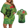 Custom Raiders Rugby ANZAC Couples Matching Off Shoulder Short Dress and Hawaiian Shirt Canberra The Military Soldiers