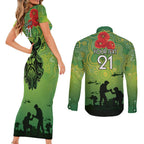 Custom Raiders Rugby ANZAC Couples Matching Short Sleeve Bodycon Dress and Long Sleeve Button Shirt Canberra The Military Soldiers