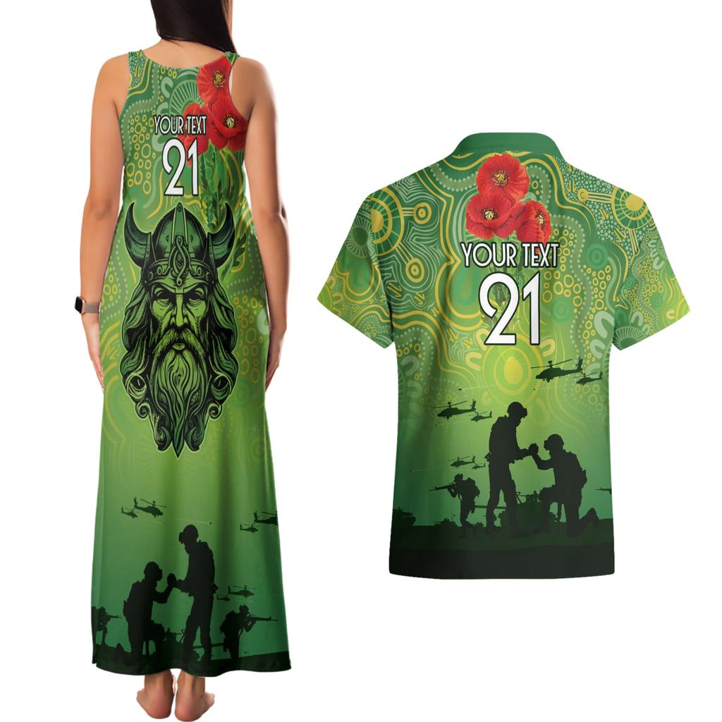 Custom Raiders Rugby ANZAC Couples Matching Tank Maxi Dress and Hawaiian Shirt Canberra The Military Soldiers