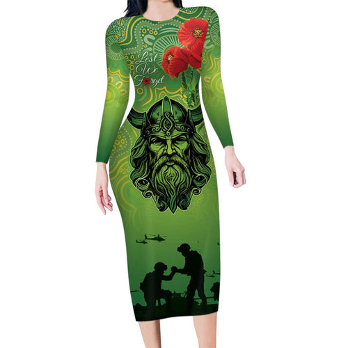 Custom Raiders Rugby ANZAC Family Matching Long Sleeve Bodycon Dress and Hawaiian Shirt Canberra The Military Soldiers