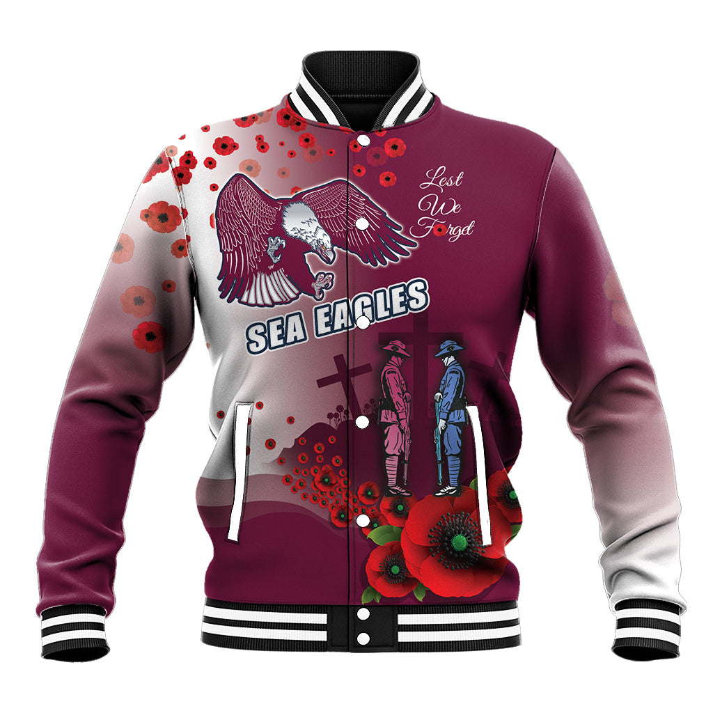 Custom Sea Eagle Rugby ANZAC Baseball Jacket The Military Soldiers with Red Poppy