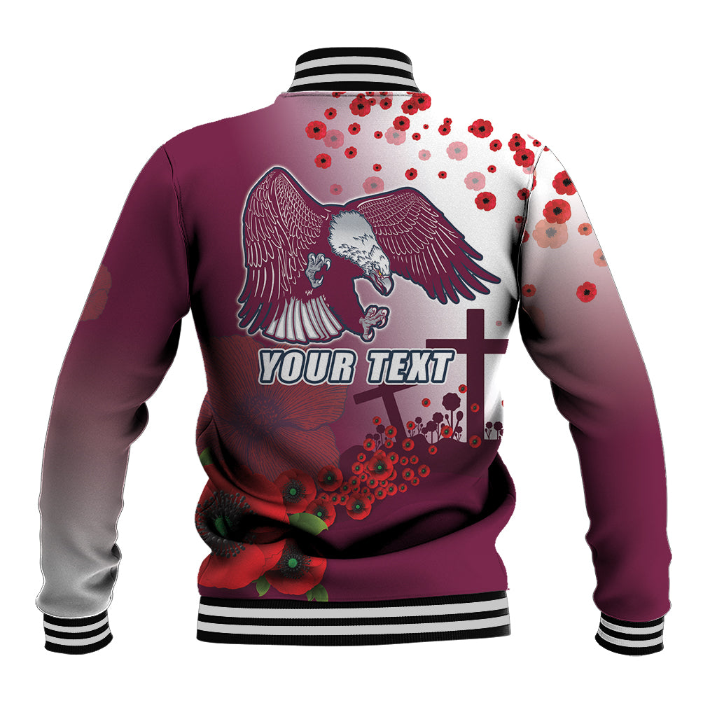 Custom Sea Eagle Rugby ANZAC Baseball Jacket The Military Soldiers with Red Poppy