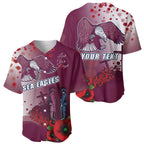 Custom Sea Eagle Rugby ANZAC Baseball Jersey The Military Soldiers with Red Poppy