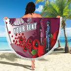 Custom Sea Eagle Rugby ANZAC Beach Blanket The Military Soldiers with Red Poppy