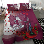 Custom Sea Eagle Rugby ANZAC Bedding Set The Military Soldiers with Red Poppy