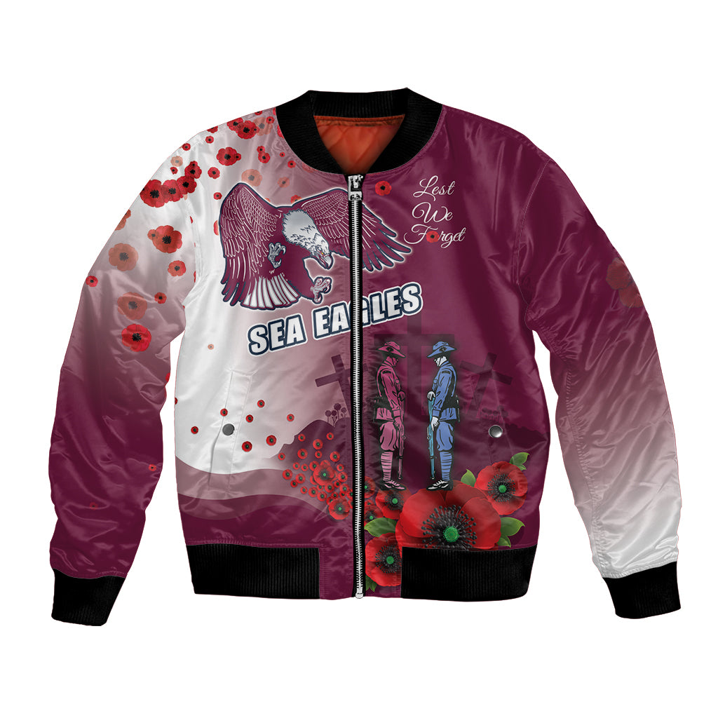 Custom Sea Eagle Rugby ANZAC Bomber Jacket The Military Soldiers with Red Poppy