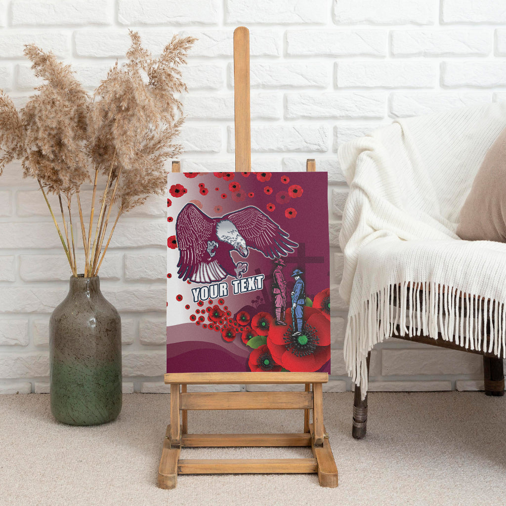 Custom Sea Eagle Rugby ANZAC Canvas Wall Art The Military Soldiers with Red Poppy