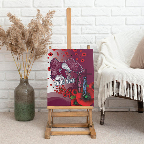 Custom Sea Eagle Rugby ANZAC Canvas Wall Art The Military Soldiers with Red Poppy