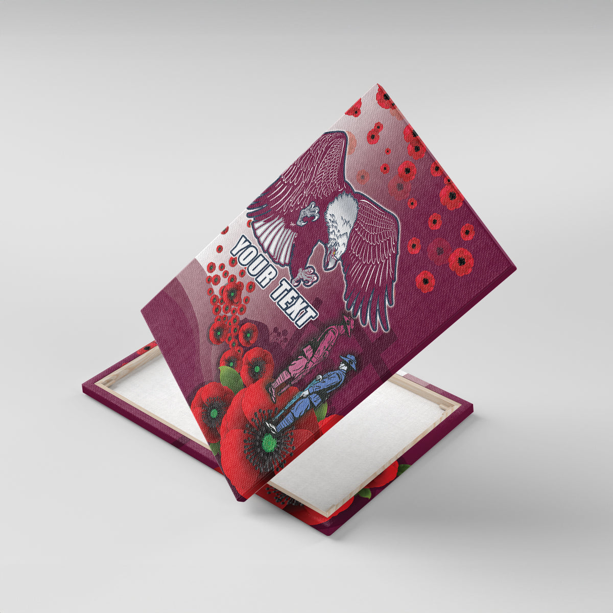 Custom Sea Eagle Rugby ANZAC Canvas Wall Art The Military Soldiers with Red Poppy