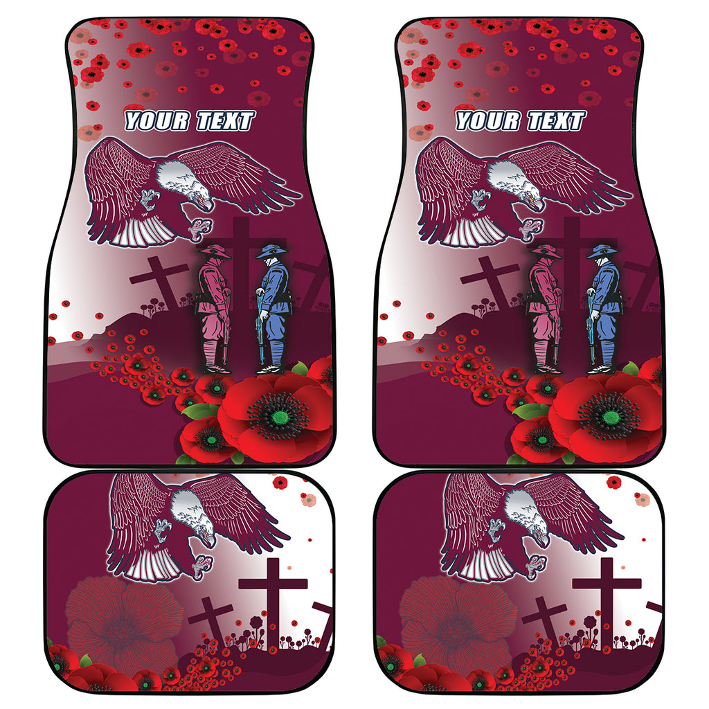Custom Sea Eagle Rugby ANZAC Car Mats The Military Soldiers with Red Poppy
