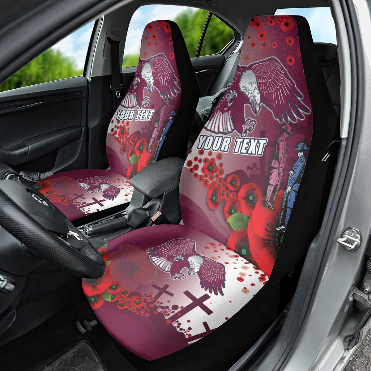 Custom Sea Eagle Rugby ANZAC Car Seat Cover The Military Soldiers with Red Poppy