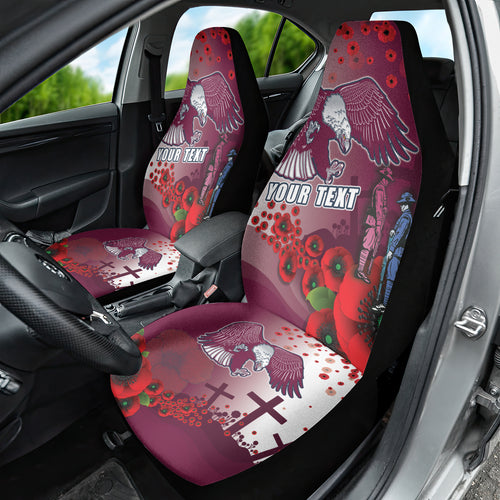 Custom Sea Eagle Rugby ANZAC Car Seat Cover The Military Soldiers with Red Poppy