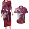 Custom Sea Eagle Rugby ANZAC Couples Matching Long Sleeve Bodycon Dress and Hawaiian Shirt The Military Soldiers with Red Poppy