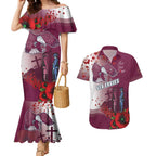 Custom Sea Eagle Rugby ANZAC Couples Matching Mermaid Dress and Hawaiian Shirt The Military Soldiers with Red Poppy