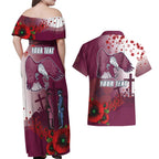 Custom Sea Eagle Rugby ANZAC Couples Matching Off Shoulder Maxi Dress and Hawaiian Shirt The Military Soldiers with Red Poppy