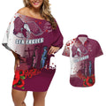 Custom Sea Eagle Rugby ANZAC Couples Matching Off Shoulder Short Dress and Hawaiian Shirt The Military Soldiers with Red Poppy