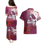 Custom Sea Eagle Rugby ANZAC Couples Matching Puletasi and Hawaiian Shirt The Military Soldiers with Red Poppy