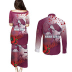 Custom Sea Eagle Rugby ANZAC Couples Matching Puletasi and Long Sleeve Button Shirt The Military Soldiers with Red Poppy