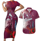 Custom Sea Eagle Rugby ANZAC Couples Matching Short Sleeve Bodycon Dress and Hawaiian Shirt The Military Soldiers with Red Poppy