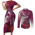Custom Sea Eagle Rugby ANZAC Couples Matching Short Sleeve Bodycon Dress and Long Sleeve Button Shirt The Military Soldiers with Red Poppy