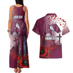 Custom Sea Eagle Rugby ANZAC Couples Matching Tank Maxi Dress and Hawaiian Shirt The Military Soldiers with Red Poppy