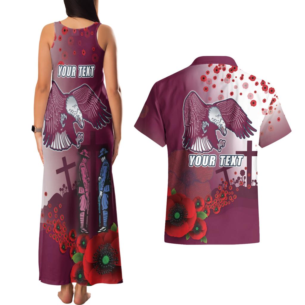 Custom Sea Eagle Rugby ANZAC Couples Matching Tank Maxi Dress and Hawaiian Shirt The Military Soldiers with Red Poppy