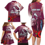 Custom Sea Eagle Rugby ANZAC Family Matching Long Sleeve Bodycon Dress and Hawaiian Shirt The Military Soldiers with Red Poppy