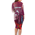 Custom Sea Eagle Rugby ANZAC Family Matching Long Sleeve Bodycon Dress and Hawaiian Shirt The Military Soldiers with Red Poppy
