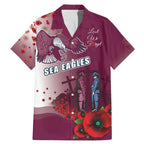 Custom Sea Eagle Rugby ANZAC Family Matching Mermaid Dress and Hawaiian Shirt The Military Soldiers with Red Poppy