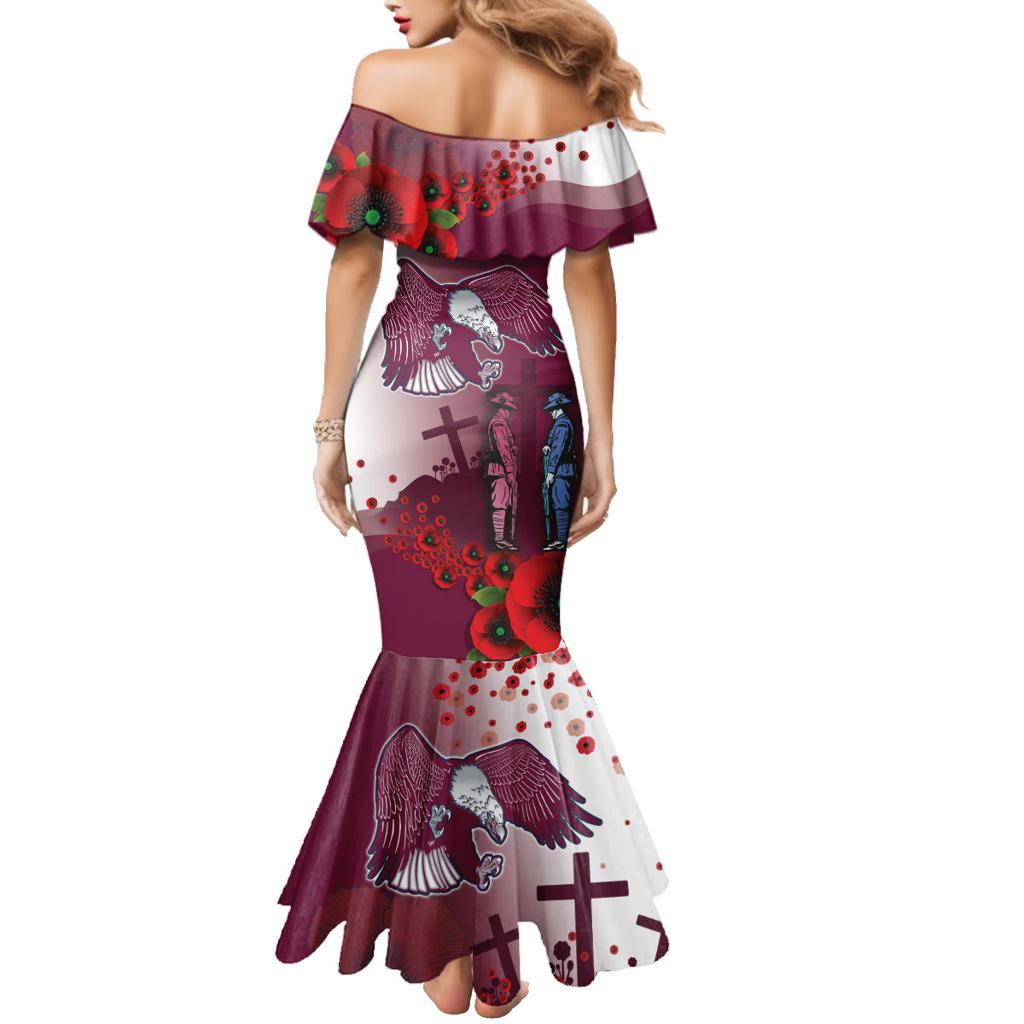 Custom Sea Eagle Rugby ANZAC Family Matching Mermaid Dress and Hawaiian Shirt The Military Soldiers with Red Poppy