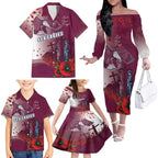Custom Sea Eagle Rugby ANZAC Family Matching Off Shoulder Long Sleeve Dress and Hawaiian Shirt The Military Soldiers with Red Poppy