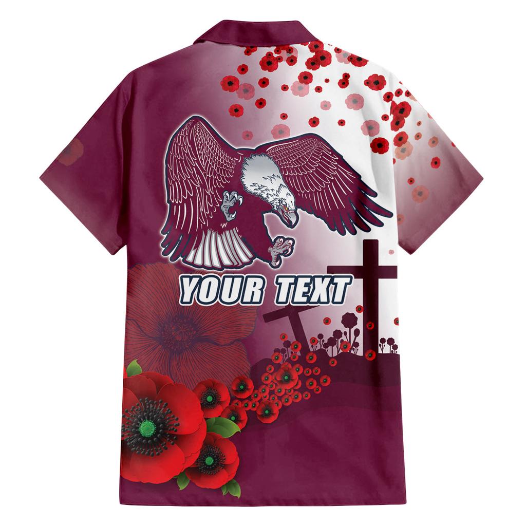 Custom Sea Eagle Rugby ANZAC Family Matching Off Shoulder Short Dress and Hawaiian Shirt The Military Soldiers with Red Poppy
