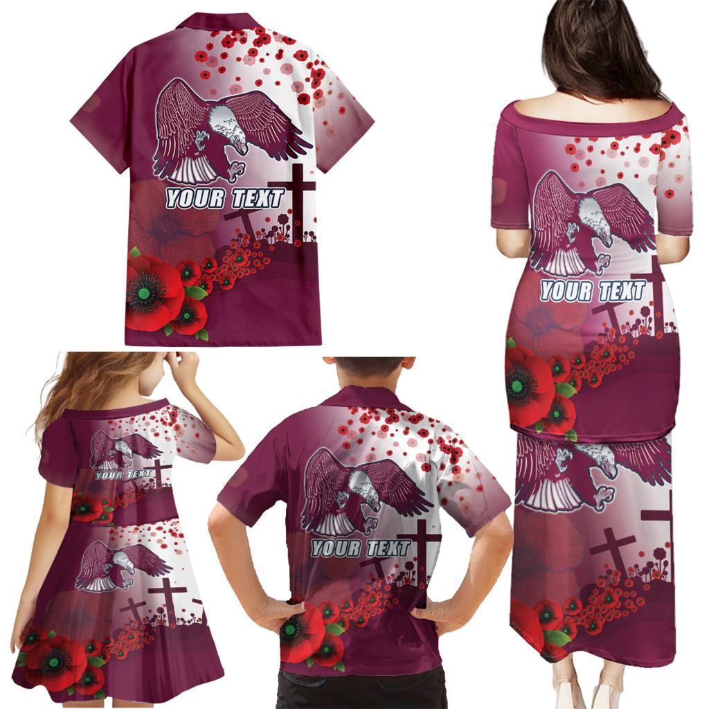 Custom Sea Eagle Rugby ANZAC Family Matching Puletasi and Hawaiian Shirt The Military Soldiers with Red Poppy