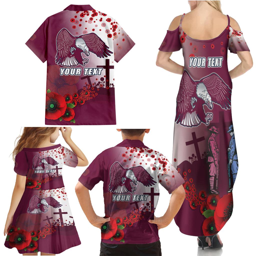 Custom Sea Eagle Rugby ANZAC Family Matching Summer Maxi Dress and Hawaiian Shirt The Military Soldiers with Red Poppy