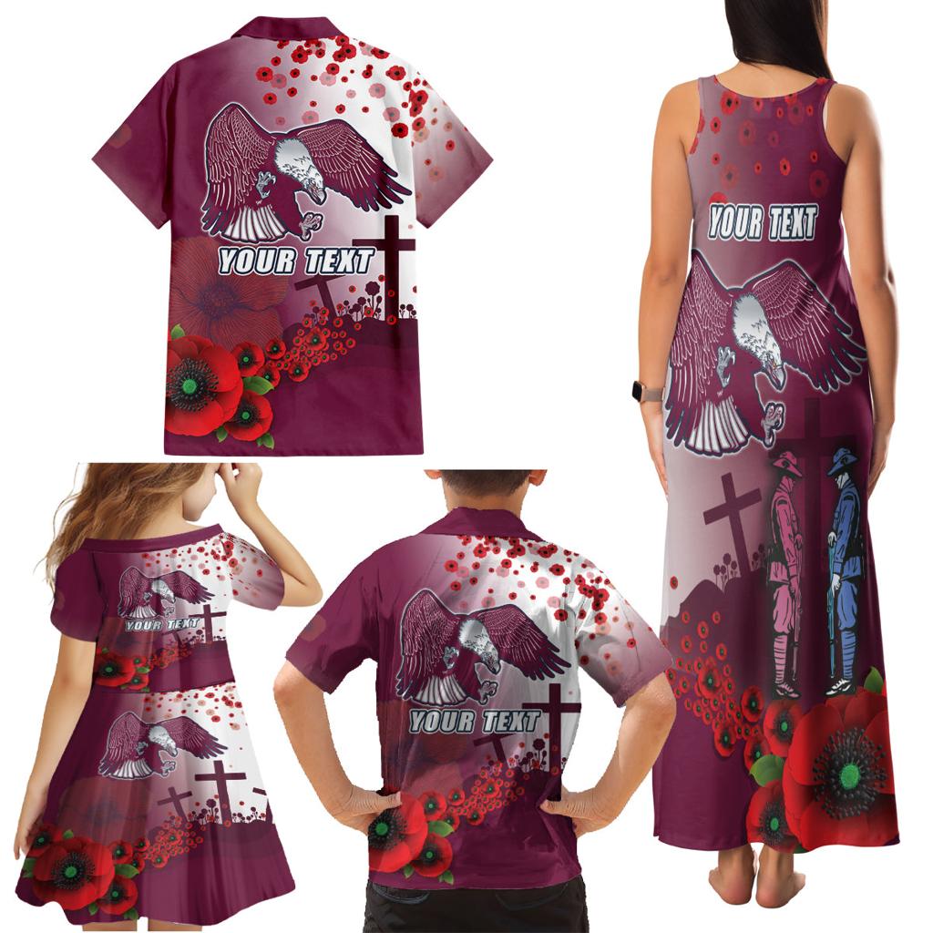 Custom Sea Eagle Rugby ANZAC Family Matching Tank Maxi Dress and Hawaiian Shirt The Military Soldiers with Red Poppy