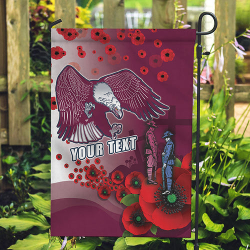 Custom Sea Eagle Rugby ANZAC Garden Flag The Military Soldiers with Red Poppy