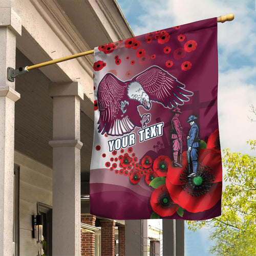 Custom Sea Eagle Rugby ANZAC Garden Flag The Military Soldiers with Red Poppy