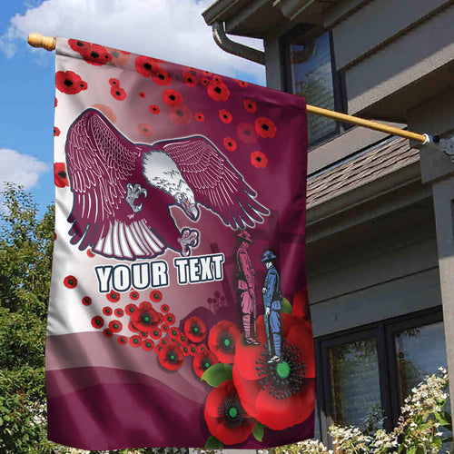Custom Sea Eagle Rugby ANZAC Garden Flag The Military Soldiers with Red Poppy