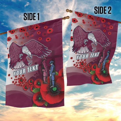 Custom Sea Eagle Rugby ANZAC Garden Flag The Military Soldiers with Red Poppy